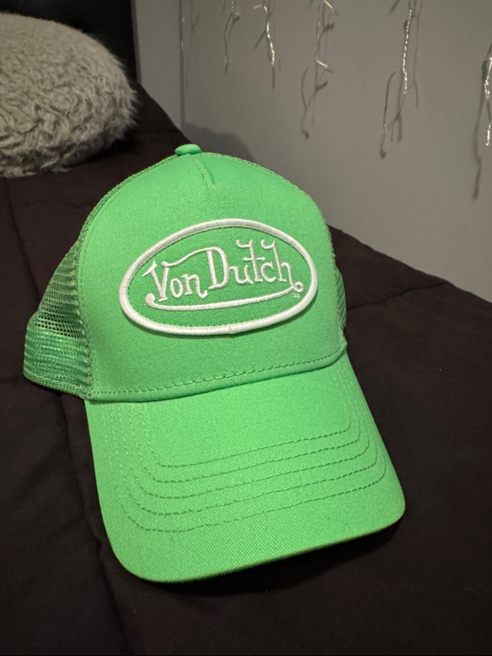 Von Dutch Bright Green Trucker Hat with White Logo